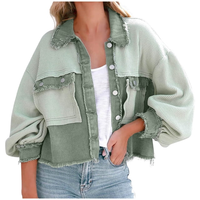 CEHVOM Mode Femmes Décontracté Col Rabattu Manches Longues Ample Sans Capuche Manteau T-Shirt Blouse Hauts Liquidation