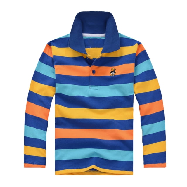 Polos pour Petits Garçons Chemises Rayées pour Garçons Chemises d'Uniforme pour Garçons Polos à Manches Courtes pour Garçons Chemise de Rugby Boutonnée Tenue pour Garçons 6-7 Ans