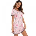 thumbnail image 1 of Pyjama d'Été pour Femmes à Manches Courtes, Col Cœur Pêche, Nuisette Décontractée, Robe de Nuit Ample et Confortable, Pyjama Décontracté, Robe de Maison, 1 of 6