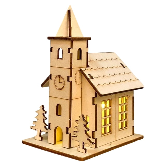 Light-Up Handmade Wooden Christmas Village Houses For Crafts