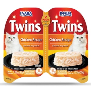 INABA Twins Coupes pour chats – Recettes de poulet, vitamine E ajoutée, 2 Coupes (2 x 35g), 70g Total général