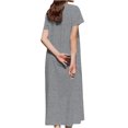 thumbnail image 4 of Ovzne Robes pour Femmes Robe pour Femme Femmes Couleur Unie Col Rond Bouton Manches Courtes Robe Plissée devant Nuisette Robe pour Femmes Manches Courtes Liquidation, 4 of 7