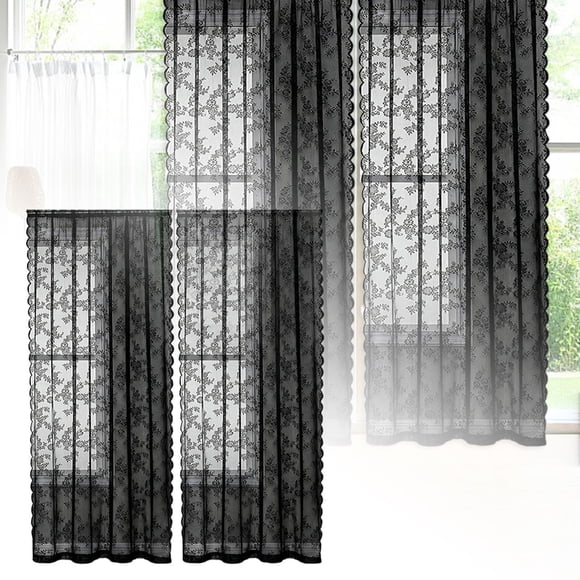 Curtain Panels for Living Room Elegant Lace Curtains Semi-Sheer Bar Drapes 75cm Wide x 150cm Long Decorative Polyester Lace Window