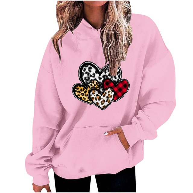 Birdeem Chandails à Capuchon et Chandails pour Femmes, Mode Décontractée, Saint-Valentin, Imprimés, Manches Longues