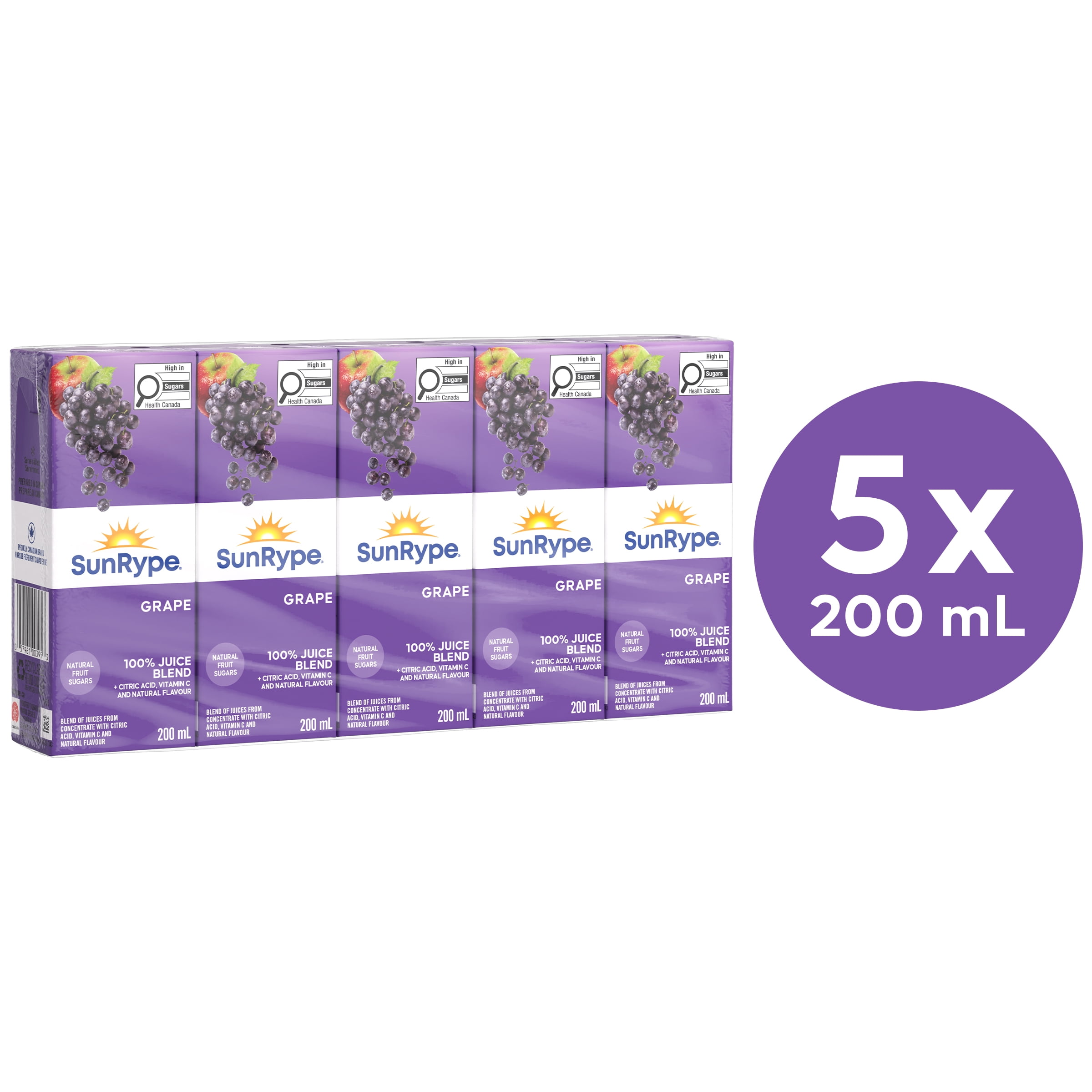 SunRype Grape Juice Boxes 5 x 200 ml