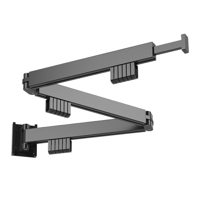 kurtrusly Extendable Clothes Rack Wall Mounted For Outdoor Folding Robust And Durable Maded Of Gauge Metal black Triple fold