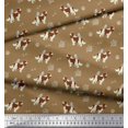 thumbnail image 2 of Soimoi Brown polyester Crepe Fabric Bird,Paw & Cocker Spaniel Dog Printed Craft Fabric by the Yard 52 Inch Wide, 2 of 3