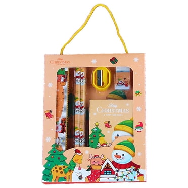 Christmas Stationery Party Favors for Kids, 6Pack Christmas School Stationery Set with Christmas Pencils Mini Notebooks Erasers Stickers, Christmas Classroom Gifts for Students, Holiday Gifts