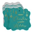 thumbnail image 3 of Inkdotpot Merry Christmas & Happy Text Bottle Tag Real Gold Foil Favor Bracket Shape Hang Tags Pack Of 50, 3 of 7