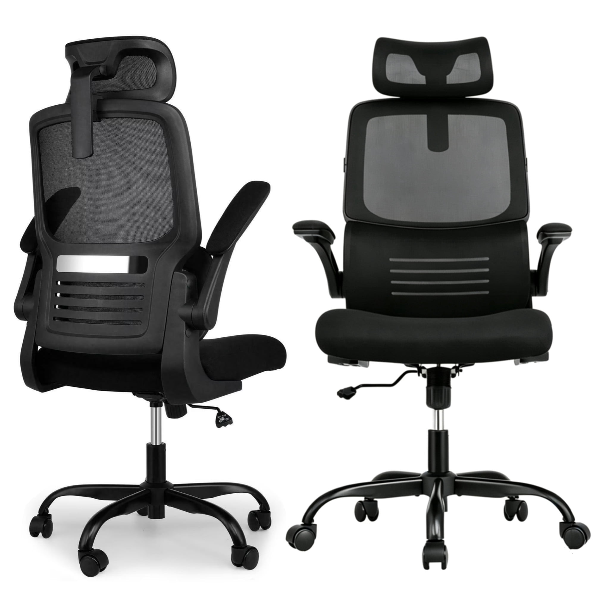 Ergonomic Home Office Desk Chair with Adaptive Lumbar Support & Adjustable Headrest, High Back Breathable Mesh Executive Computer Task Chair, Tilt Function