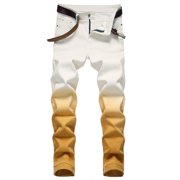 FcBaudy Full Length Pants Men's Casual Outdoor Summer Springy Trousers Zipper Tie-dye Gradient Jeans Men Pants