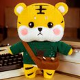 thumbnail image 2 of F Stuffed Tiger Plush 30Cm Soft Doll For Kids Cute Sleeping Animal Toy With Green Sweater, 2 of 3