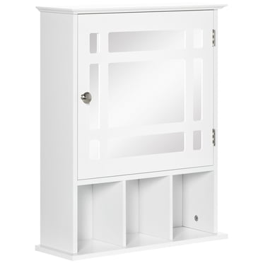 kleankin Armoire de Salle de Bain avec Miroir, Armoire à Pharmacie Murale avec 3 Tablettes