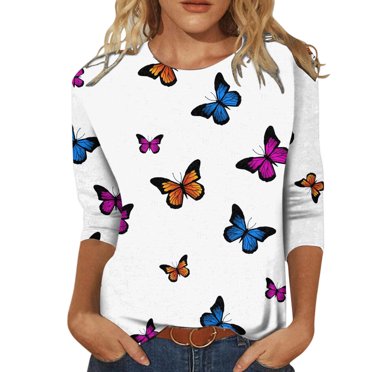 2025 Chemise Décontractée pour Femmes à Nouer Synthétique à Manches Longues Femme Teinture en Blocs de Couleur Impression O Chemise à Manches Longues en Coton pour Femmes Col Manches Trois Quarts Spandex Chemise à Manches Longues Hauts T-Shirt