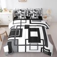 thumbnail image 1 of YST Black White And Grey Comforter Set 7 Piece King For Adults Men,Abstract Geometric Bedding Set Geometry Square Striped Bed In A Bag Simple Lines Bed Set Modern Bedroom Decor, 1 of 5