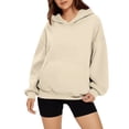 thumbnail image 4 of Women Hoodie Fall Solid Oversize Hoodie Basic Pullover Sweatshirt Long Sleeve Drop Shoulder Design Womens Sweaters Beige XXXXL, 4 of 6