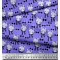 thumbnail image 2 of Soimoi Purple polyester Crepe Fabric Bow & Cat Face Kids Printed Fabric 1 Yard 52 Inch Wide, 2 of 3