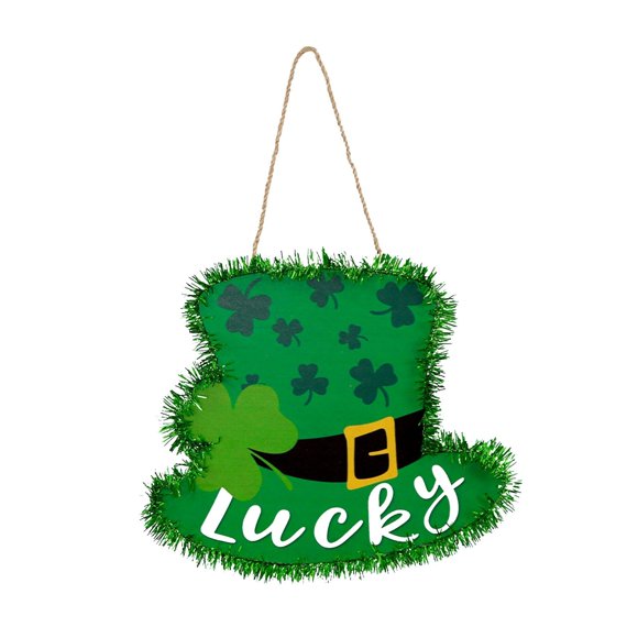 St. Patrick's Day Lucky Door Sign St. Patrick's Day Shamrock Door Hanger Welcome Wooden Hanging Sign Green Door Hanger for Front Door Outdoor Farmhouse Porch