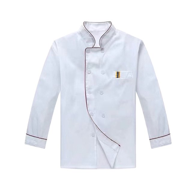 relayinert White Unisex Chef Coat Uniform Made With Polyester Comfortable To Wear Unisex Chef Jacket white(long sleeve) M