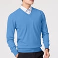 thumbnail image 3 of Xcmzpl Chandail-Robe à Col en V pour Hommes, Tricot, Manches Longues, Coupe Ajustée, Chandails Mode, Chandail à Enfiler, Chandail de Base Uni, Hauts de Chandail d'Automne, 3 of 5