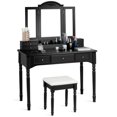 thumbnail image 1 of Gymax Vanity Set W/7 Drawers Tri-Folding Necklace Hooked Mirror Dressing Table Black, 1 of 10