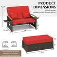thumbnail image 2 of Costway Ensemble de Lit de Jour en Rotin pour Patio avec Causeuse Rembourrée et Pouf de Rangement pour Véranda Rouge, 2 of 10
