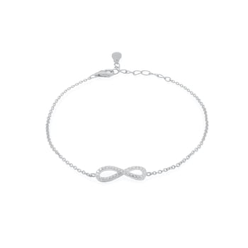 Mercie Sterling Silver Rhodium Plated Silver Infinity Bracelet, Dainty Everyday Jewellery for Women