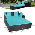 thumbnail image 3 of Costway Outdoor Patio Rattan Daybed Pillows Cushioned Sofa Furniture Turquoise, 3 of 10