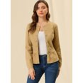 thumbnail image 2 of INSPIRE CHIC Veste en Denim à Basque pour Femme, Col Rond, Sans Col, Boutonnée, 2 of 6