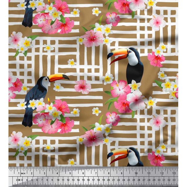 Soimoi Poly Georgette Fabric Dot & Pretzels Food Decor Fabric Printed Yard 52 Inch Wide