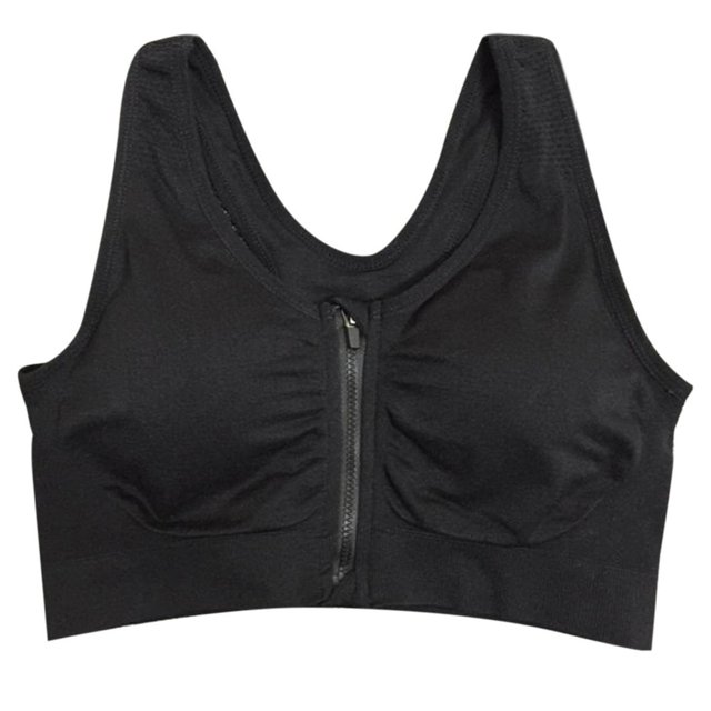 KEINXS Womens Zipper Front Fastening Bra Post Surgery Support Bra with Removable Pads