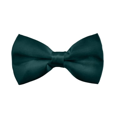 TOPTIE Mens Formal Tuxedo Solid Color Satin Bow Tie Classic Pre-Tied Bow Tie-Dark Green-1 pack