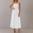thumbnail image 4 of Yuyuzo Robes pour Femmes Décontractées Robes Maxi Smockées Bretelles Spaghetti Évasées Ligne A Longue Fluide Robe d'Été de Plage, 4 of 6