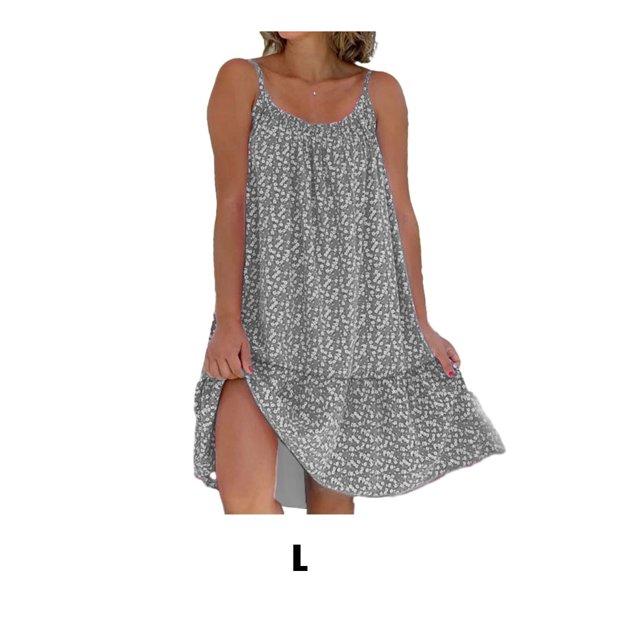 Baohd Robe Boho Multifonctionnelle en Fibre pour Femmes Vintage Été Robe de Soleil Élégant Élégant sur l'Épaule Robe d'Été Gris
