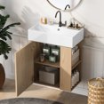 thumbnail image 2 of 21.6" Modern Floating Bathroom Vanity with Ceramic Basin - Perfect for Small Bathrooms, Right side storage, 2 of 14