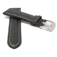 thumbnail image 2 of 30mm Classic Leather Buffalo Pattern Watch Strap Band, White Stitching, Stainless Steel Buckle, 2 of 7