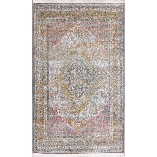 Turkish Oriental Distressed Ivory Area Rug Floral Carpet
