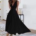thumbnail image 5 of AherBiu Formal Dresses for Women Sleeveless Deep V Neck Ruched Flowy Evening Party Cocktail Maxi Dress, 5 of 5