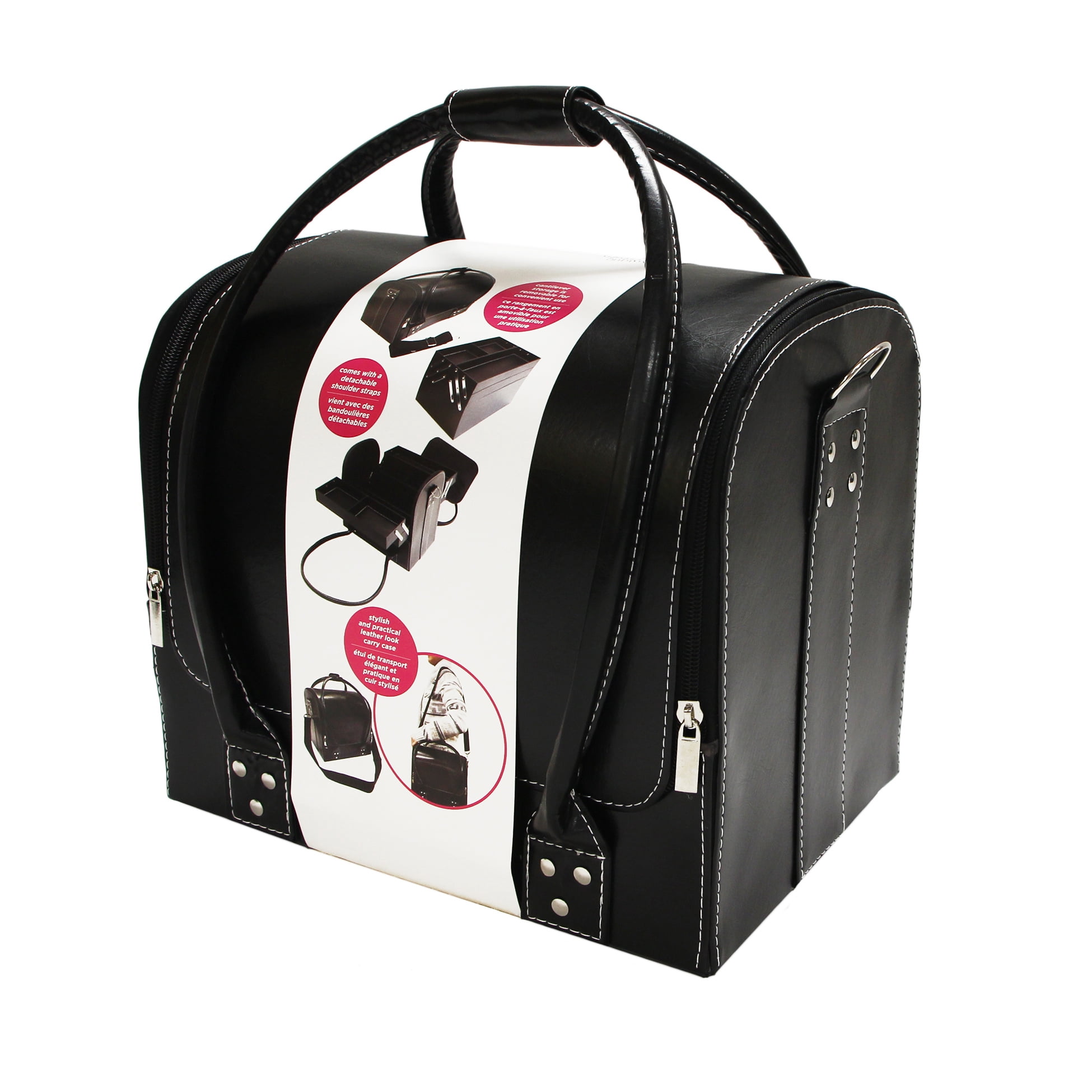 UNIQUE CREATIV Fold-Out Sew & Craft Tote - 30 × 20 × 22 cm (8.7 in), Cantilever Organizer, Faux-Leather Look, All