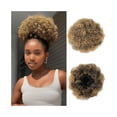 thumbnail image 1 of Short Kinky Curly Bun Hair Pieces Afro Puff Drawstring Ponytail Extension Synthetic Curly Ponytail Bun Hairpiece, 1 of 5