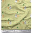 thumbnail image 1 of Soimoi Silk Fabric Carrot & Rabbit Dots Print Fabric by the Yard 42 Inch Wide, 1 of 5