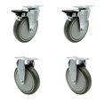 thumbnail image 1 of Ensemble de 4 Plaques Supérieures Pivotantes en Polyuréthane Caster avec Roues Grises de 6 Pouces - Comprend 2 Pivots avec Freins à Verrouillage Posi et 2 Rigides - Capacité Totale de 1400 Lb - Marque Service Caster, 1 of 3