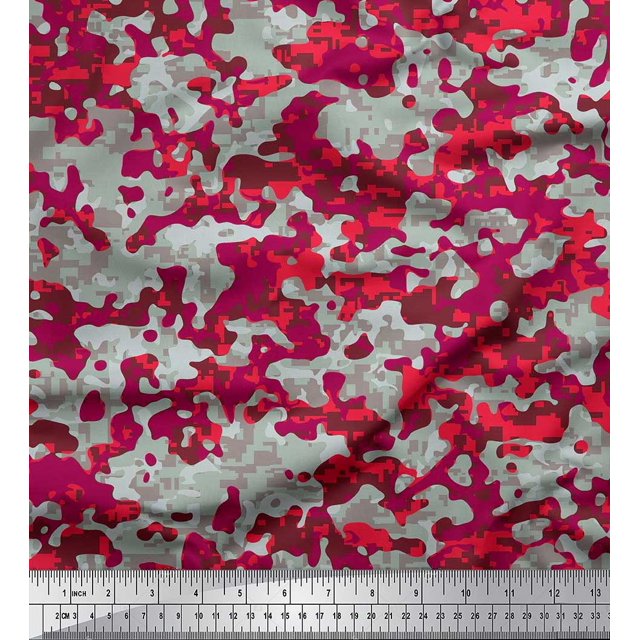 Soimoi polyester Crepe Fabric Two Tone With Grey Camouflage Decor Fabric Printed Yard 42 Inch Wide