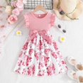 thumbnail image 2 of LUOGENLI Robe Codkkre Robe pour Filles Fleurs Nœud Papillon Robes pour Enfants Manches à Volants Robe Trapèze pour Filles Été Pâques Robe pour Filles Col Rond Robe pour Filles en Denim Fluide 3-4 Ans, 2 of 7