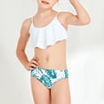 thumbnail image 2 of MIASHUI Maillot de Bain Deux Pièces pour Fille, Ensemble Bikini à Volants à Imprimé Graphique, Blanc, 7-8 Ans, 2 of 8
