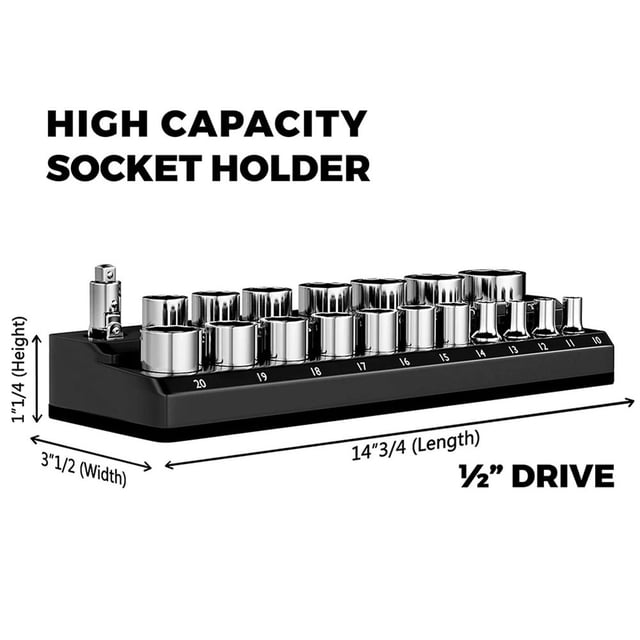 Magnetic Socket Organizers Socket Holder 1/2Drive Holds Organizer Metric