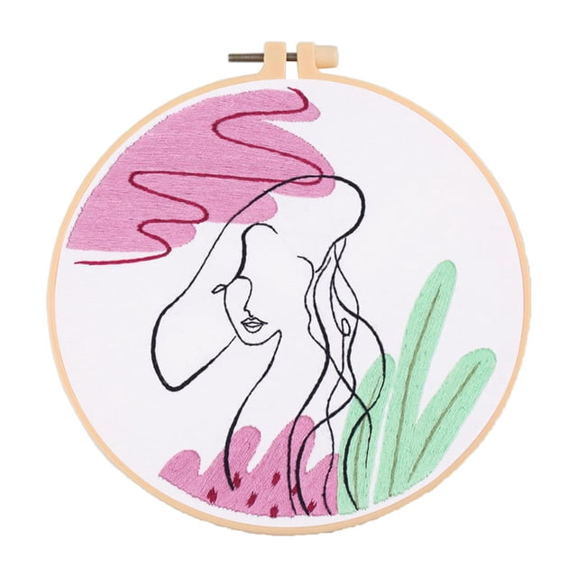 veasfak Embroidery Starter , with Stitch Needlework for Gift Art Crafts , Pink Green