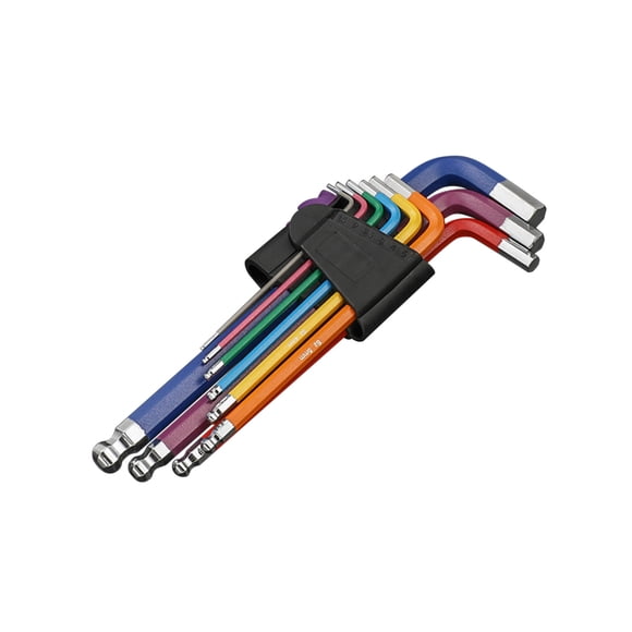 A 9Pcs Hex Key Set Metric Allen Wrench Set With Ball End Design Color Coded Hand Tools For Mechanical Repair And Assembly 1.5 To 10Mm Sizes For Diy Projects
