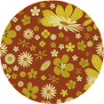 thumbnail image 1 of Ahgly Tapis Rond Lavable en Machine Intérieur Transitionnel Jaune, 3 Pieds Rond, 1 of 7
