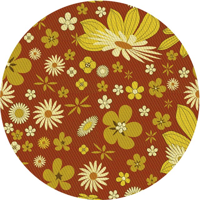 Ahgly Tapis Rond Lavable en Machine Intérieur Transitionnel Jaune, 3 Pieds Rond